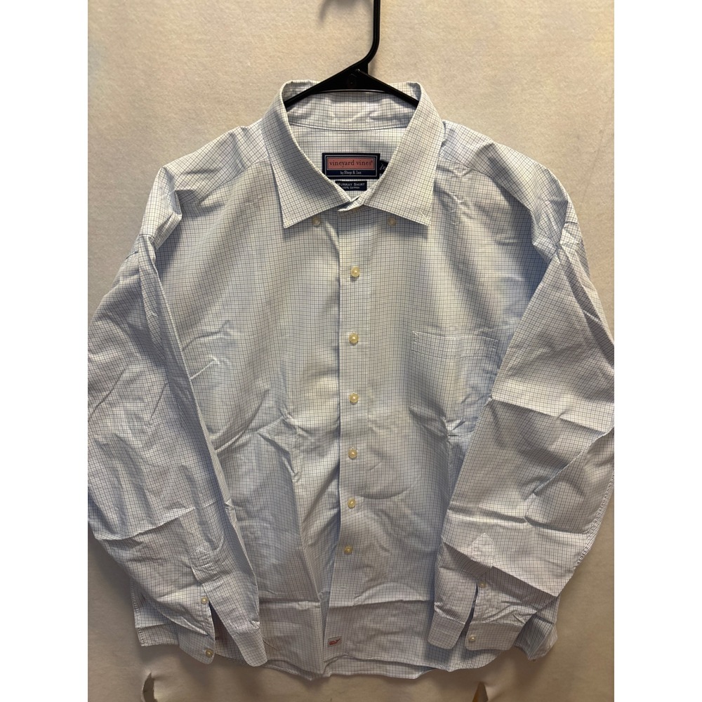 Vineyard Vines Murray Shirt Mens XXL Light Blue Checkered Button Down 100 Cotton